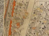 模作　東栄戯台之図　西荘文庫旧蔵　木版手彩色　本紙 約128×58cm　全体 約184×65cm　木版画　歌舞伎　掛軸