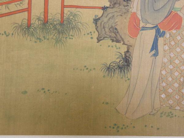 ベビーグッズも大集合 絹本着色 亜風吹葉 中国美人画 約24.5×36㎝ 1枚 台紙に貼付 画集