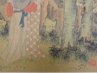 中国美人画　亜風吹葉　絹本着色　約24.5×36㎝　台紙に貼付　1枚