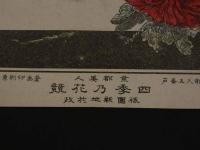 京都美人　四季の花競　祇園新地於政　石版色刷　約23×16㎝
