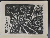 心の中の穴　詩画集　定価25,000円　限定50部　サイン入りオリジナル木版画7枚入