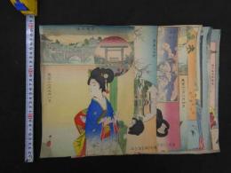 5　真作　尾竹国一筆　東京十二月　石版色刷　約29×21cm　全12枚