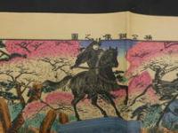 1　【真作】楠公銅像之図　綱島亀吉　明治35年　石版色刷　約31.5×46cm