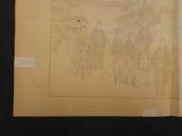 1　【真作】楠公銅像之図　綱島亀吉　明治35年　石版色刷　約31.5×46cm