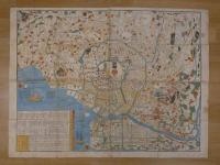 御江戸絵図　高柴三雄図　　嘉永7年改正　木版彩色刷　約74×97cm
