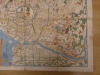 御江戸絵図　高柴三雄図　　嘉永7年改正　木版彩色刷　約74×97cm