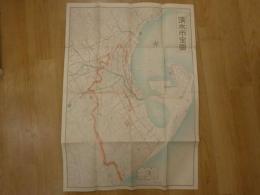８　7　清水市全図　都市計画街路網入　昭和15年　山田製図社　約76×54cm　古地図　戦前　古文書