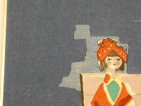 5　版画色紙　外国のおもちゃと日本郷土玩具集　松江の姉様と四国の奉公さん　彩色木版刷り　１枚