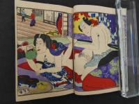 ８　4春本　恋の源　明治期刊　木版彩色刷　14図 (春画11図) 　上下巻　2冊　艶本　和本　古文書