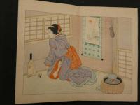 ３　艶本　みちしるべ　木版彩色刷　見開き　約24×30・5cm　12図　１帖　春画　木版画　古文書