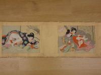 ８　４　春画　明治大正期写　絹本彩色　約15×20cm　12図　1巻　枕絵　古文書