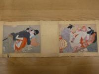 ８　４　春画　明治大正期写　絹本彩色　約15×20cm　12図　1巻　枕絵　古文書