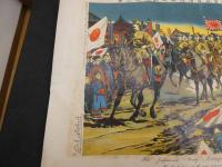 ６　日露戦争実況図其拾九 我騎兵営口占領諸外人歓迎之光景