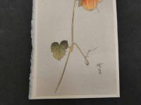 5　5　木版画　鳥瓜にスズメが　作者不明　約27×14.5㎝　現代版画