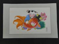 ４　5　中国天津楊柳青年画　五成号虎画荘　木版彩色画　約24×37cm　12枚
