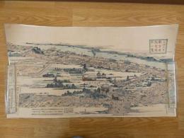６　5　真作　天保６年　新吉原　仮宅場所一覧　歌川国直写　木版彩色刷　約４１×７５㎝　台紙に貼付