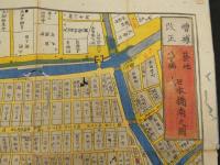 ６　5　江戸切絵図　築地八丁掘　日本橋南之図　景山致恭　尾張屋清七　木版彩色刷　約５０×５２㎝