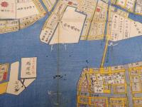 ６　5　江戸切絵図　築地八丁掘　日本橋南之図　景山致恭　尾張屋清七　木版彩色刷　約５０×５２㎝