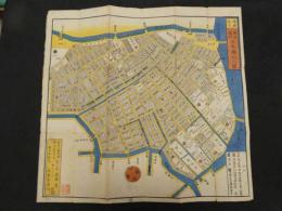 5　5　江戸切絵図　神田　濱町　日本橋北之図　景山致恭　尾張屋清七　木版彩色刷　約50×53㎝
