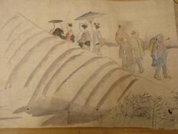６　８　江戸風俗絵巻物（仮題）　絵本着色　約30.5×925cm　江戸後期頃の作品　1巻