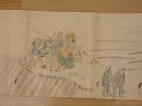 ６　８　江戸風俗絵巻物（仮題）　絵本着色　約30.5×925cm　江戸後期頃の作品　1巻
