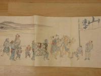 ６　８　江戸風俗絵巻物（仮題）　絵本着色　約30.5×925cm　江戸後期頃の作品　1巻
