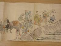 ６　８　江戸風俗絵巻物（仮題）　絵本着色　約30.5×925cm　江戸後期頃の作品　1巻