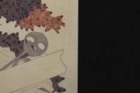 ８　5　狂歌　俳諧　摺物　葛飾北斎　かんざし　木版彩色刷　約22.5×21cm　