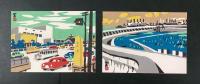 『尼崎』川西英木版絵葉書5枚　袋入