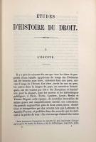 【フランス語洋書】Études d'histoire du droit（法制史研究）