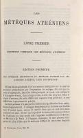 【フランス語洋書】Les Métèques Athéniens: Étude sur la Condition Légale, la Situation Morale Et le Role Social Et Économique des Étrangers Domiciliés A Athènes（アテネのメトイコイ）