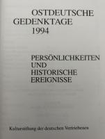 【ドイツ語洋書】Ostdeutsche Gedenktage 1994: Persönlichkeiten und historische Ereignisse (1994年 東ドイツ記念日：人物と歴史的出来事)