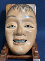 時代 木彫彩色能面「猩々」縦21cm 重173g・木彫猩猩 伝統工芸 伝統芸能