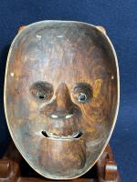 時代 木彫彩色能面「猩々」縦21cm 重173g・木彫猩猩 伝統工芸 伝統芸能