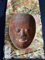 時代 木彫彩色能面「猩々」縦21cm 重173g・木彫猩猩 伝統工芸 伝統芸能
