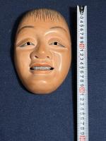 時代 木彫彩色能面「猩々」縦21cm 重173g・木彫猩猩 伝統工芸 伝統芸能