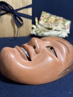 時代 木彫彩色能面「猩々」縦21cm 重173g・木彫猩猩 伝統工芸 伝統芸能