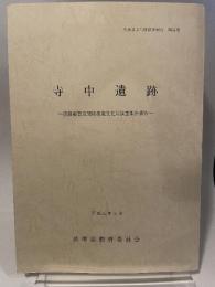 寺中遺跡　兵庫県文化財調査報告 第64冊