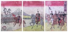 青山観兵式之圖　３枚続き　延保画