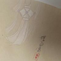 野沢堤雨 美人踊図 肉筆 団扇めくり