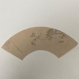 野沢堤雨 桜花木図 肉筆 団扇めくり