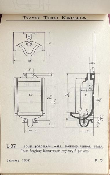■2/衛生陶器工事用図面 伊奈製陶株式会社 1955年 INAX トイレ工事図面 レトロ 古書購入東洋陶器(TOTO) 衛生陶器工事用図面集1953年版-第1回(手洗い