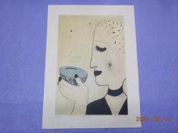 リノカット版画「朝の食卓」