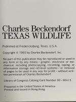 洋書 図録 Charles Beckendorf TEXAS WILDLIFE 1992 Charles Beckendorf
