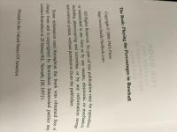 The Book: Playing The Percentages In Baseball CreateSpace Independent Publishing Platform Tango, Tom