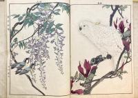 景年花鳥画譜　春の部・夏の部・秋の部・冬の部　4冊揃（1帙4冊入）　＊彩色手摺木版画集