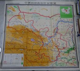 寧夏回族自治区　甘粛省地図(中華人民共和国大地図)