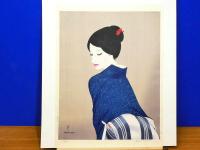 高沢圭一 木版画　女絵 鮫小紋　悠々洞出版　サインあり