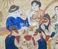 中国版画　三猴燙猪圖