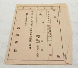 （紙もの）　高知市　納税告知書 地方分興税分興金特別会計 地租　田以外ノ地租